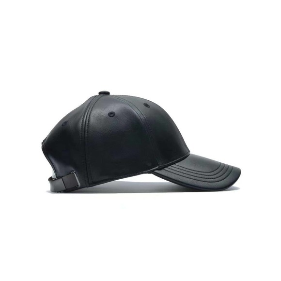 vegan leather Solid Baseball Cap hat black - Picture 2 of 6